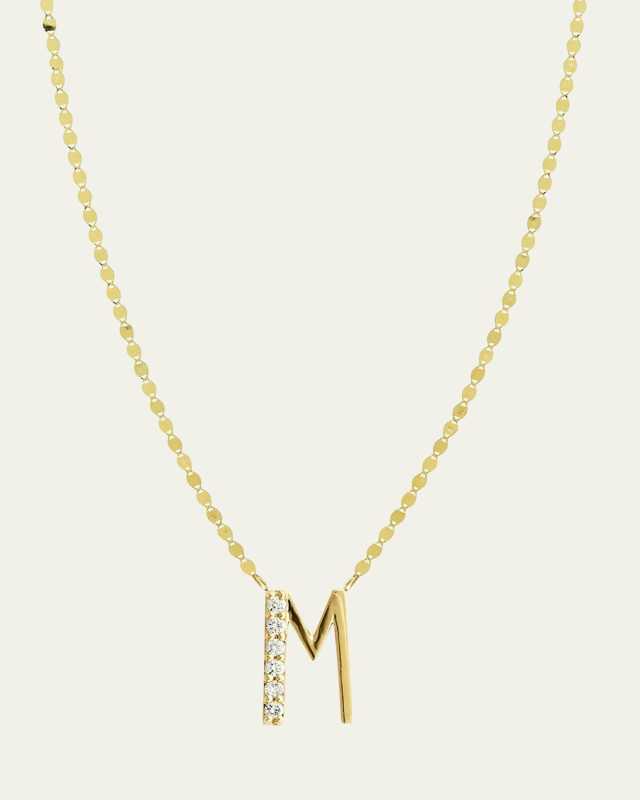14K Gold Get Personal Initial Pendant Necklace with Diamonds